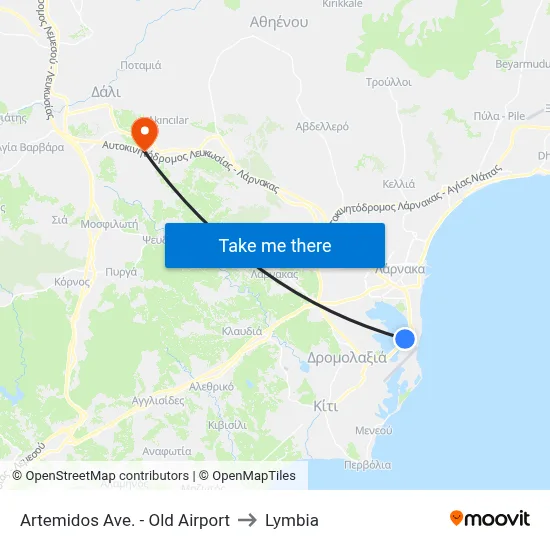 Artemidos Ave. - Old Airport to Lymbia map