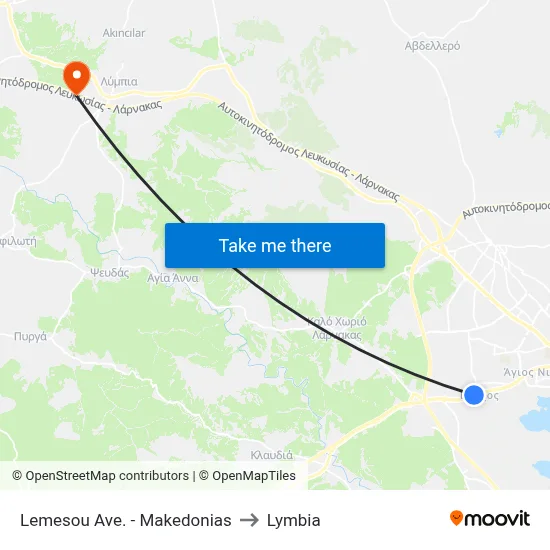 Lemesou Ave. - Makedonias to Lymbia map