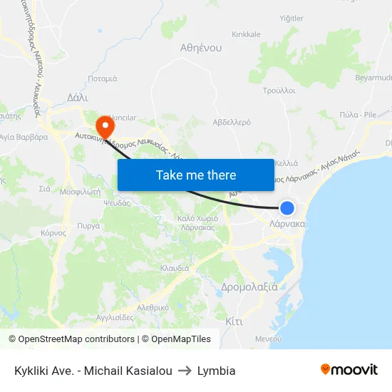 Kykliki Ave. - Michail Kasialou to Lymbia map
