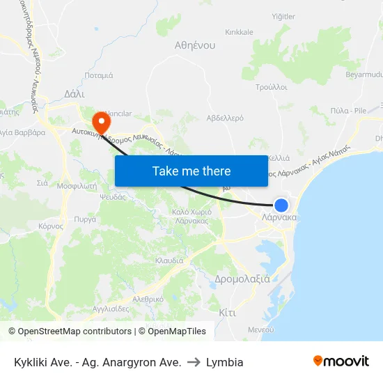 Kykliki Ave. - Ag. Anargyron Ave. to Lymbia map