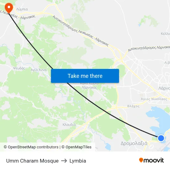 Umm Charam Mosque to Lymbia map