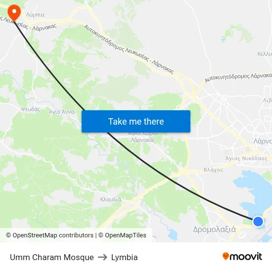 Umm Charam Mosque to Lymbia map