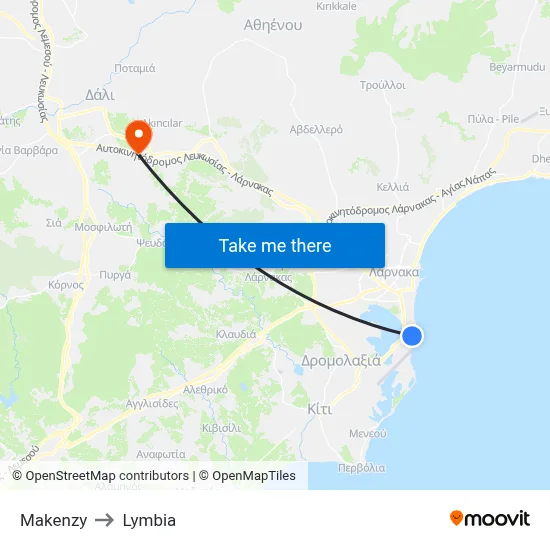 Makenzy to Lymbia map