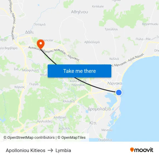 Apolloniou Kitieos to Lymbia map