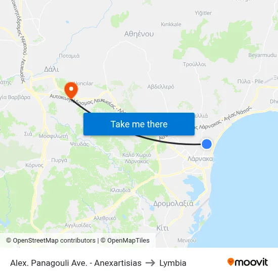 Alex. Panagouli Ave. - Anexartisias to Lymbia map