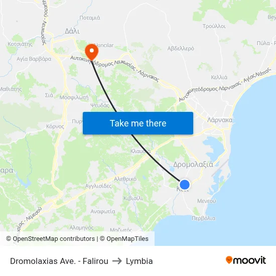 Dromolaxia Avenue - Falirou to Lymbia map