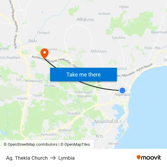 Ag. Thekla Church to Lymbia map