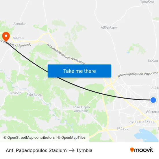 Ant. Papadopoulos Stadium to Lymbia map