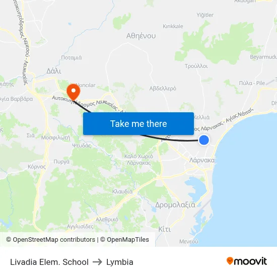 Livadia Elem. School to Lymbia map