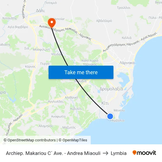 Archbishop Makarios III Ave. - Andrea Miaouli to Lymbia map