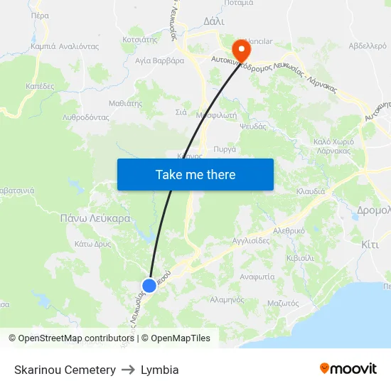 Skarinou Cemetery to Lymbia map