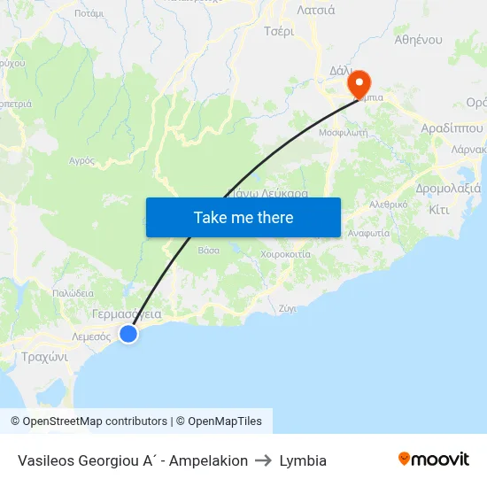 Vasileos Georgiou A - Ampelakion to Lymbia map