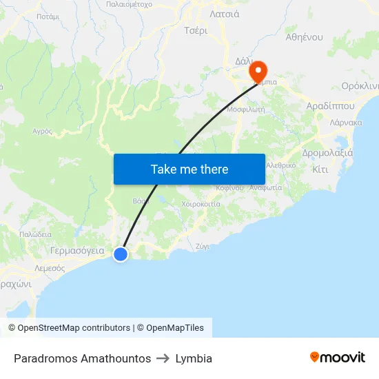 Paradromos Amathountos to Lymbia map