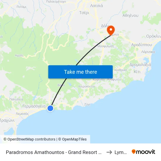 Amathountos Bypass - Grand Resort Hotel to Lymbia map