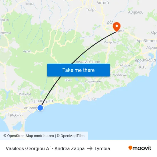 King George I - Andreas Zappas to Lymbia map