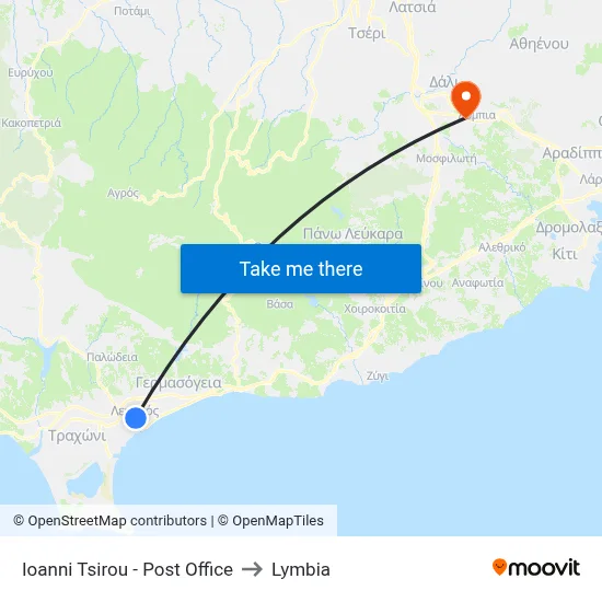 Ioanni Tsirou - Post Office to Lymbia map