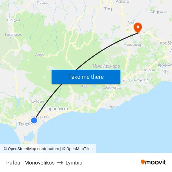 Pafou - Monovolikos to Lymbia map