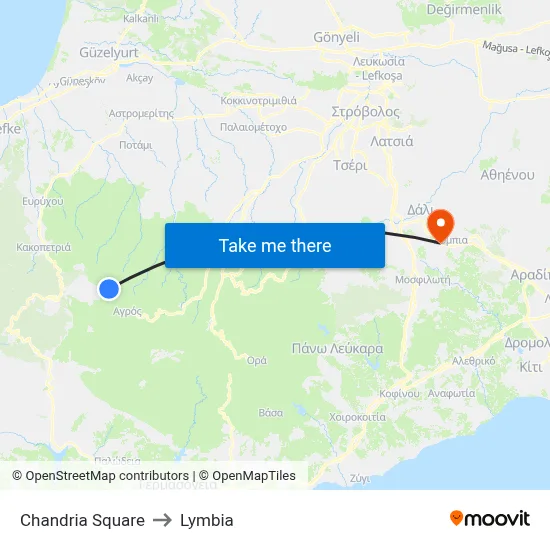Chandria Square to Lymbia map