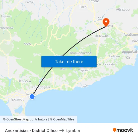 Anexartisias - District Office to Lymbia map