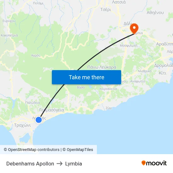 Debenhams Apollon to Lymbia map
