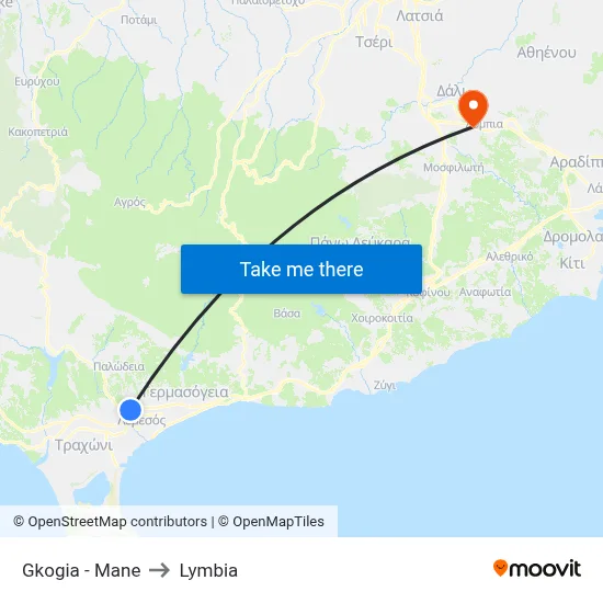 Gkogia - Mane to Lymbia map