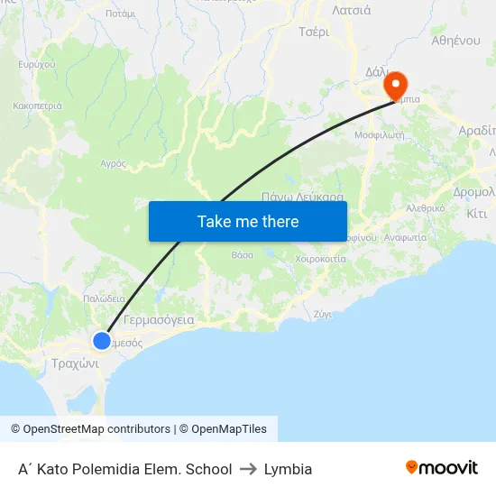 A´ Kato Polemidia Elem. School to Lymbia map