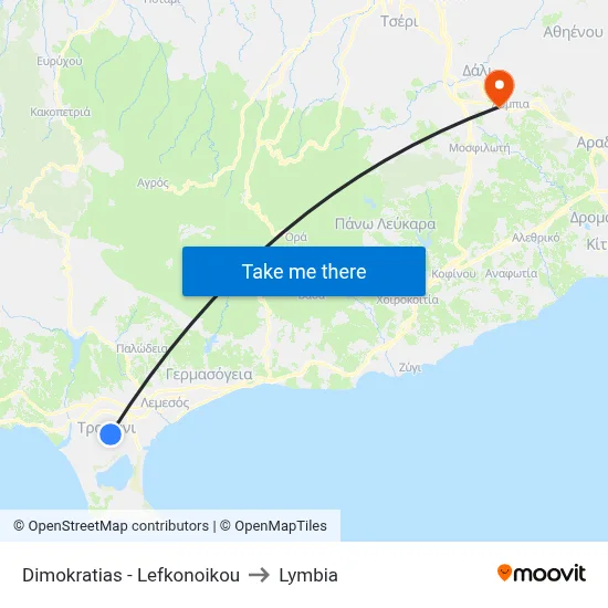Dimokratias - Lefkonoikou to Lymbia map