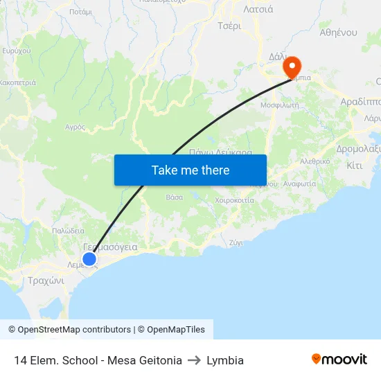 14 Elem. School - Mesa Geitonia to Lymbia map