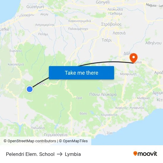 Pelendri Elem. School to Lymbia map