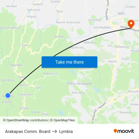 Arakapas Comm. Board to Lymbia map