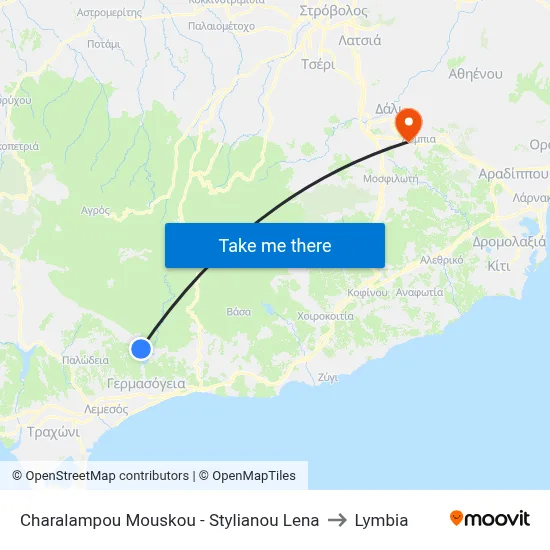 Charalampou Mouskou - Stylianou Lena to Lymbia map
