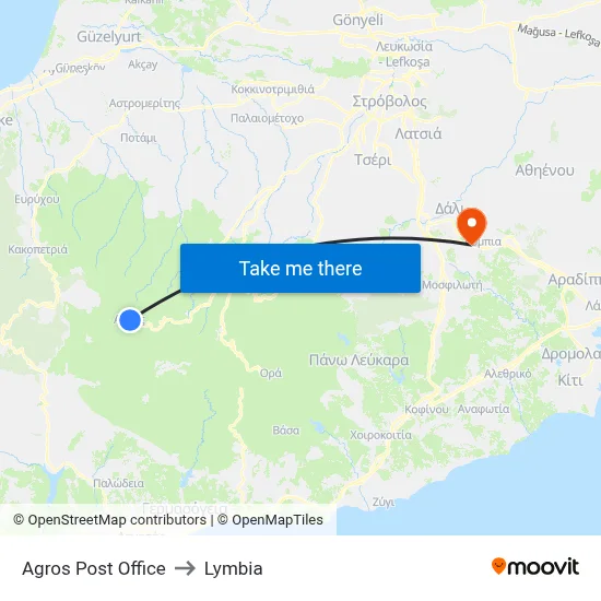 Agros Post Office to Lymbia map