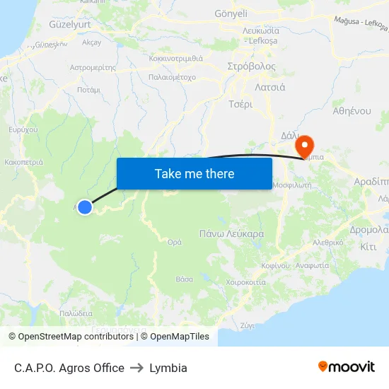 C.A.P.O. Agros Office to Lymbia map