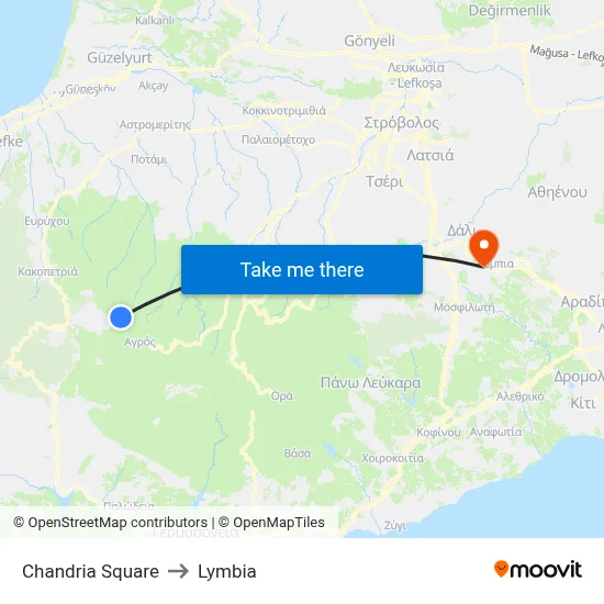 Chandria Square to Lymbia map