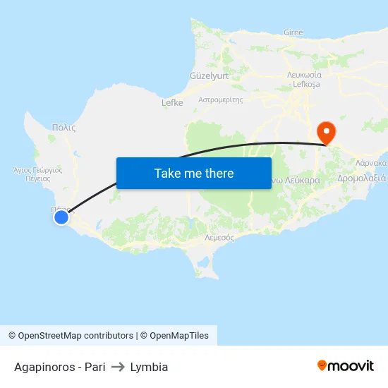 Agapinoros - Pari to Lymbia map