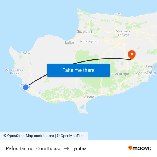 Pafos District Courthouse to Lymbia map