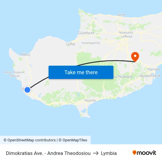 Democracy Ave. - Andrea Theodosiou to Lymbia map