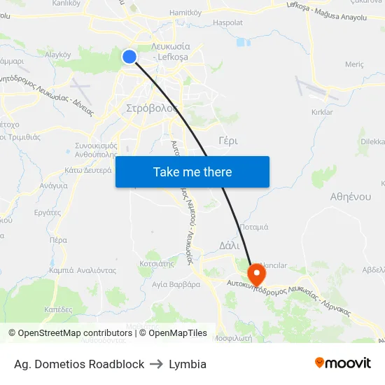 Ag. Dometios Roadblock to Lymbia map