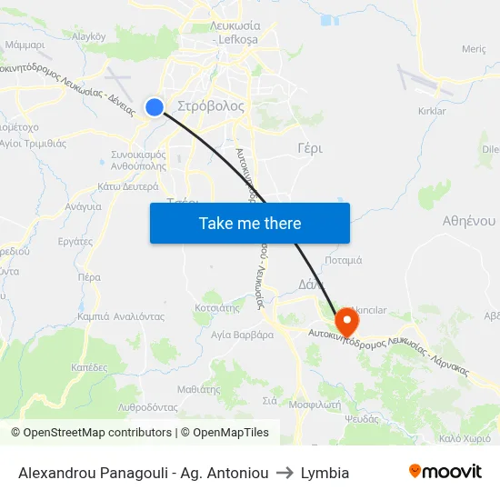 Alexandrou Panagouli - Ag. Antoniou to Lymbia map