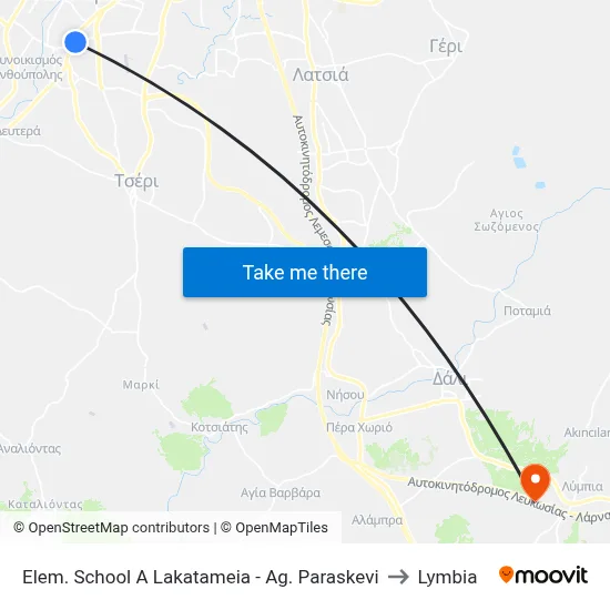 Elem. School A Lakatameia - Ag. Paraskevi to Lymbia map