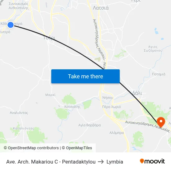 Ave. Arch. Makariou C - Pentadaktylou to Lymbia map