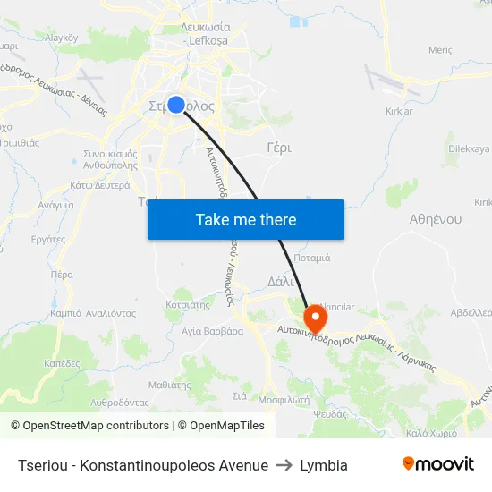 Tseriou - Constantinople Avenue to Lymbia map