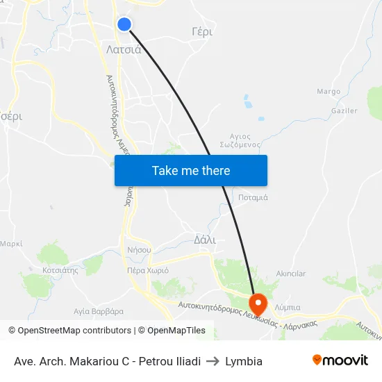 Ave. Arch. Makariou C - Petrou Iliadi to Lymbia map