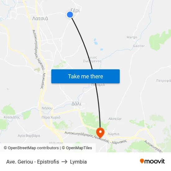 Geriou Avenue - Epistrofis to Lymbia map
