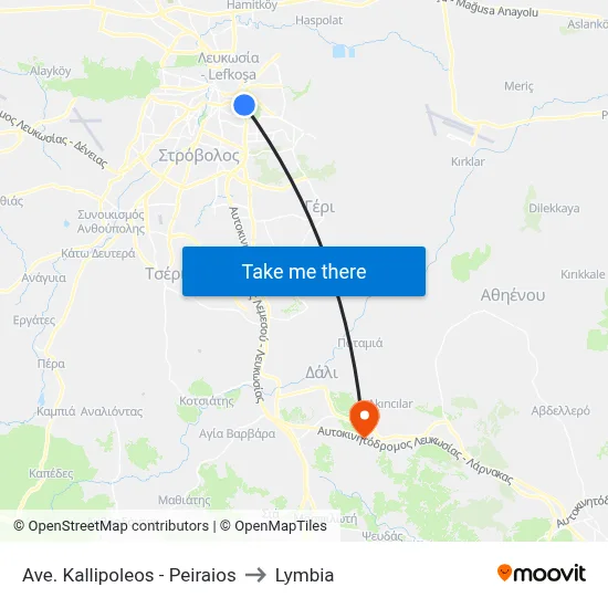 Kallipoleos Avenue - Peiraios to Lymbia map