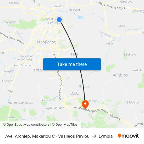 Archbishop Makarios III Avenue - Vasileos Pavlou to Lymbia map