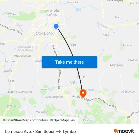Lemesou Avenue - San Sousi to Lymbia map