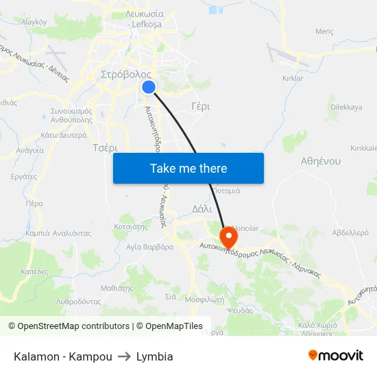 Kalamon - Kampou to Lymbia map