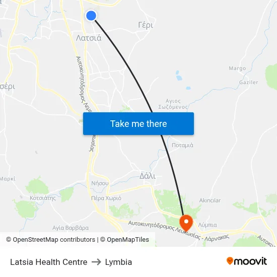 Latsia Health Centre to Lymbia map