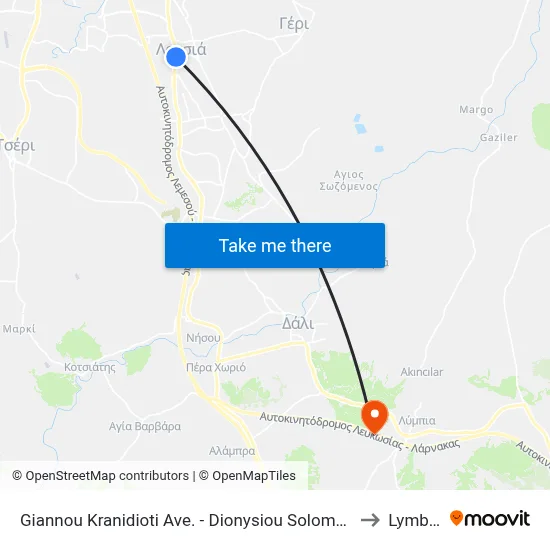 Giannou Kranidioti Ave. - Dionysiou Solomou to Lymbia map